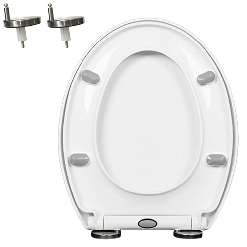LIQONWAG Toilettensitzbezug Mit Langsam Schließendem, Verstellbarem Scharnier, Leise Schließender Toilettendeckel Und Sitz Mit Schnellverschluss Mit Einem Klick Für Einfache Installation Und Reinigung von LIQONWAG