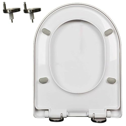 LIQONWAG U-Förmiger Toilettensitz Mit Leise Schließendem Deckel, Langsam Schließender Toilettensitz, Schnellverschluss Mit Einem Klick, Und Zu Reinigen, Verstellbares Scharnier Nie Lösen, Pp, Weiß/47* von LIQONWAG