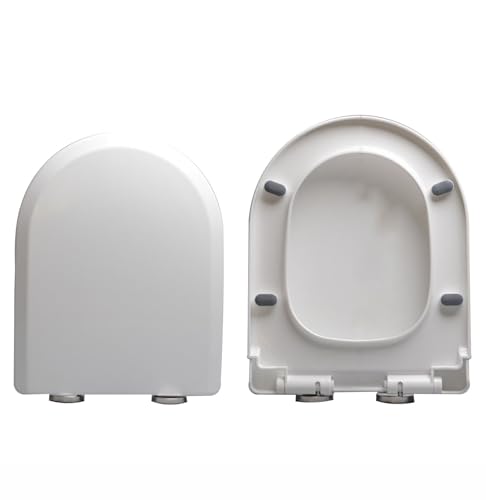 LIQONWAG V-/D-/U-Förmiger Toilettensitz, Langsam Schließende Toilettensitze, Weißer Toilettensitzbezug Aus Pp Mit Verstellbaren Scharnieren Und Schnellverschluss Für Einfache Installation Und Reinigun von LIQONWAG
