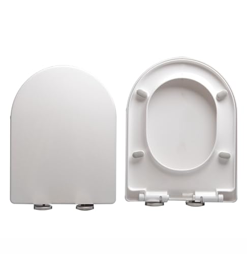 LIQONWAG V-/D-/U-Förmiger Toilettensitz, Langsam Schließende Toilettensitze, Weißer Toilettensitzbezug Aus Pp Mit Verstellbaren Scharnieren Und Schnellverschluss Für Einfache Installation Und Reinigun von LIQONWAG