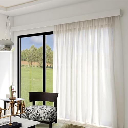 LIQONWAG Versteckte Vorhangschiene Für Decken- Oder Wandmontage – Fenstervorhang-Behangkasten Mit Schiene, Dekoratives Volantpaneel/Wall Mount/150Cm (4.9Ft) von LIQONWAG