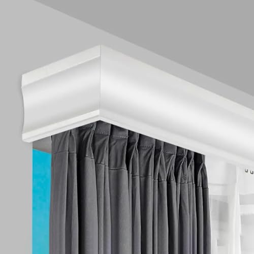 LIQONWAG Vorhangkasten-Prallschiene, Integrierte Doppelte Vorhangschienenschiene, Seitliche Installation, Gleitschienenrolle, Doppelschiene, Geräuschlos, Anpassbar/White/120Cm/47.2In/3.9Ft von LIQONWAG