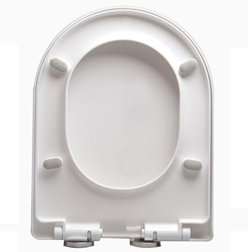 LIQONWAG Weißer Toilettensitz Mit Schnellverschluss Per Mausklick, Und Zu Reinigen, Toilettensitzbezug Mit Absenkautomatik, V-/D-/U-Förmiger Toilettendeckel Mit Um 360° Verstellbaren Scharnieren, Pp/4 von LIQONWAG
