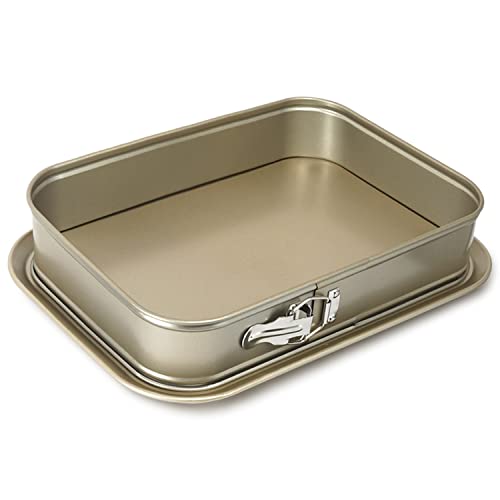Marzuq Rechteckige Frühlingsbackdose Antihaft Kuchen Dose, 39.28 cm Leben Backdose, Antihaft Beschichtung, Einfach zu bedienen, Einfach zu reinigen, Geeignet für Heimbacken (Gold) von Marzuq