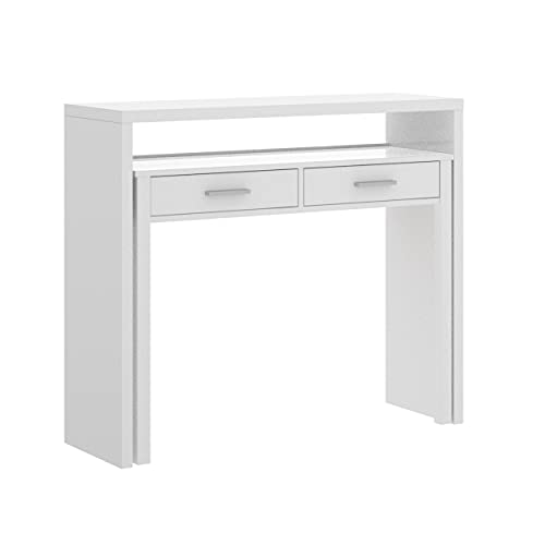 Alterego LIQUIDATODO ® - Moderner und preiswerter, ausziehbarer Schreibtisch, 100 cm, in Weiß glänzend von Alterego