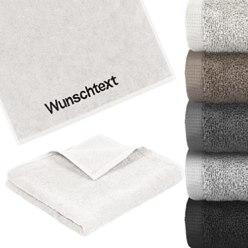 LIQUISIGN Duschtuch mit Name Wunschtext Bestickt | Personalisiertes Handtuch 70 x 140 cm | Duschtuch kuschelig aus 100% Baumwolle | Weiß von LIQUISIGN