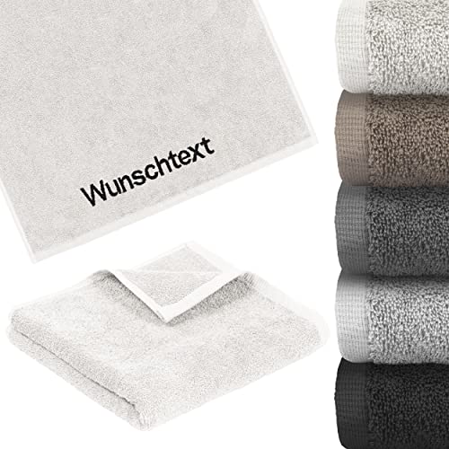 LIQUISIGN Handtuch mit Name Wunschtext Bestickt | Personalisiertes Handtuch 50 x 100 cm | Handtuch kuschelig aus 100% Baumwolle | Weiß von LIQUISIGN