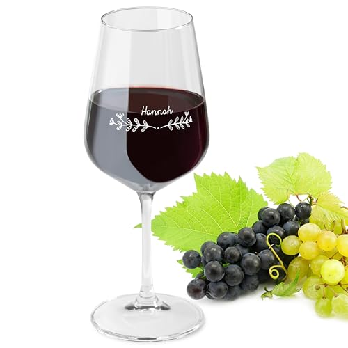 LIQUISIGN Weinglas mit Gravur | Motiv Ranke mit Wunschname | Personalisiertes Glas | Spruchglas mit Wunschtext graviert | Geschenkidee von LIQUISIGN