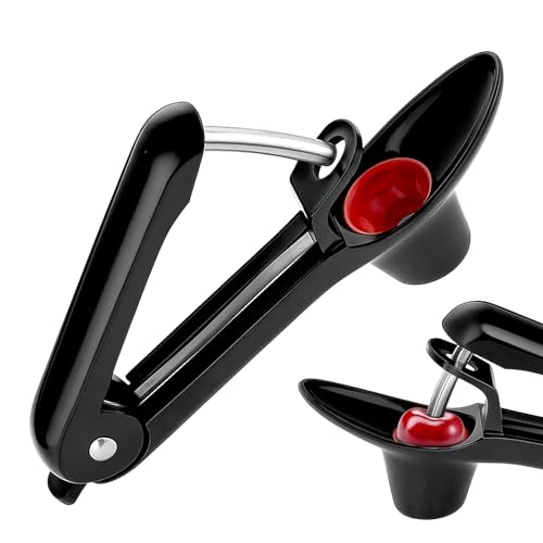 LIQWEI 1 Stück Kirschentkerner, Edelstahl Kirschkernentferner Hand Fruit Entkernen Kirschkernentferner Tragbarer Entsteiner Kirschen Cherry Corer Entferner Für Obst Kirsche Obstbeere(Schwarz) von LIQWEI