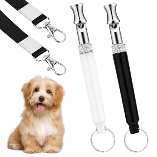 LIQWEI 2 Stück Hundepfeife Rütter Rückruf, Hundepfeife Hochfrequenz Lautlos Metall Hundepfeifen Hundetraining Hundepfeifen Mit Lanyard Einstellbare Leise-Hundepfeife Gerät Für Hundeausbildung von LIQWEI