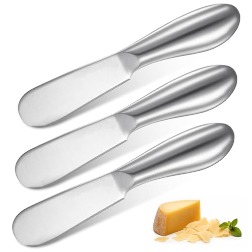 LIQWEI 3 Stück Edelstahl Buttermesser, Käsemesser Klein Brotzeitmesser Kleine Dessertmesser Marmelade Messer Tafelmesser Set für Butter Käse und Gebäckherstellung (13,5 x 2,5cm) von LIQWEI