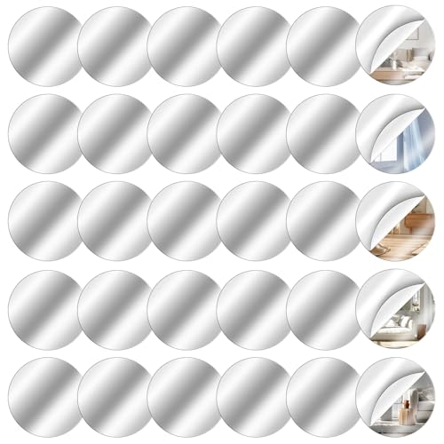 LIQWEI 30 Stück Selbstklebend Runderspiegel, 5x5 cm Mini Spiegel Acryl Mosaikspiegel Klein Rund-Spiegel Flexibler Spiegelfliesen Selbstklebend Für Heimwerker Wand Tisch Küche Badezimmer LIQWEI 30 Stück Selbstklebend Runderspiegel, 5x5 cm Mini Spiegel Acryl Mosaikspiegel Klein Rund-Spiegel Flexibler Spiegelfliesen Selbstklebend Für Heimwerker Wand Tisch Küche Badezimmer von LIQWEI