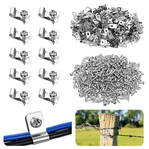 LIQWEI 300 Stück Drahtzaun-Clips aus Metall, Edelstahl-Zaun-Befestigungsclips mit 300 Stück Edelstahlschrauben für 12–16 Gauge geschweißte Klemmen an Holz-, Metall- oder Vinylgeländern von LIQWEI