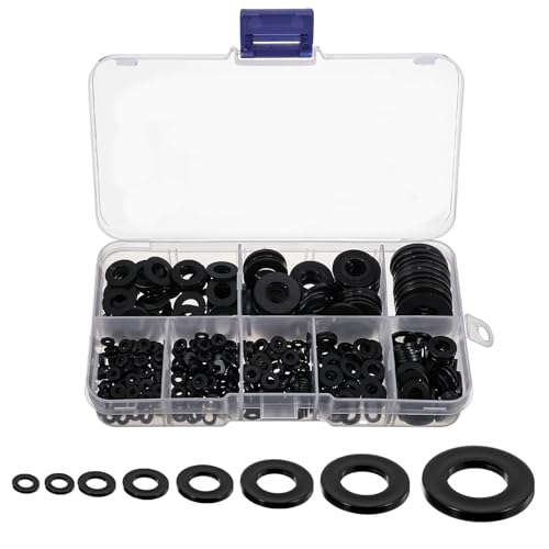 LIQWEI 500 Stück Nylon Unterlegscheiben Set, Kunststoff Unterlegscheiben Schwarz 8 Größen Flache Distanzhülsen Sortiment Karosseriescheiben M2/M2.5/M3/M4/M5/M6/M8/M10 LIQWEI 500 Stück Nylon Unterlegscheiben Set, Kunststoff Unterlegscheiben Schwarz 8 Größen Flache Distanzhülsen Sortiment Karosseriescheiben M2/M2.5/M3/M4/M5/M6/M8/M10 von LIQWEI