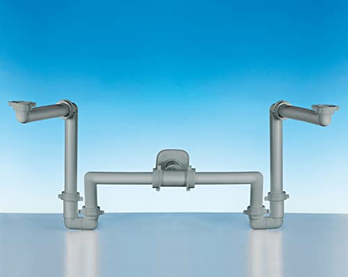 LIRA SPA A.1115.76 SIFONE SPAZIO BAGNO DOPPIO Platzsparender Siphon für Doppelwaschbecken, grau von LIRA SPA