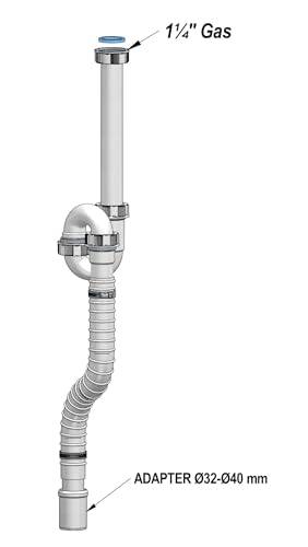 SIPHON FÜR FREISTEHENDE WASCHTISCHE MIT WAND- UND BODENABLAUF MIT FLEXIBLEM ABLAUF von LIRA SPA