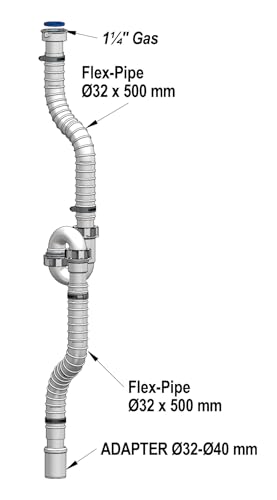 SIPHON FÜR FREISTEHENDE WASCHTISCHE MIT WAND- UND BODENABLAUF MIT FLEXIBLEM ZU- UND ABLAUF von LIRA SPA