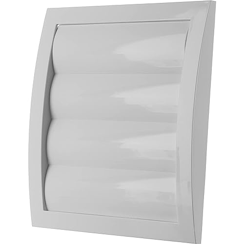 190x190mm / Ø 125mm Weiß Lüftungsgitter mit Lamellen/Jalousie - Kunststoff Abschlussgitter mit Flansch - Lamellengitter mit Insektenschutz von LIRAST