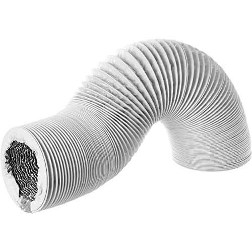 Ø 100mm / 3m Weiß Aluminium Lüftungsschlauch - PVC Flexschlauch - Abluftschlauch für Trockner, Klimaanlage, Abzugshaube von LIRAST