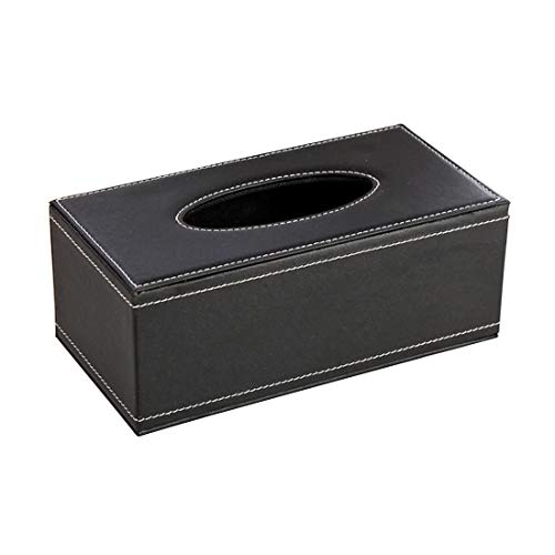 Taschentuchspender, Box Kosmetiktücher, Taschentuchbox Kosmetiktücher Tücherbox Kosmetikbox Kosmetiktücher Box für Zuhause Büro Auto, PU Leder Black 20x12x9.5cm von LIRENSHIGE