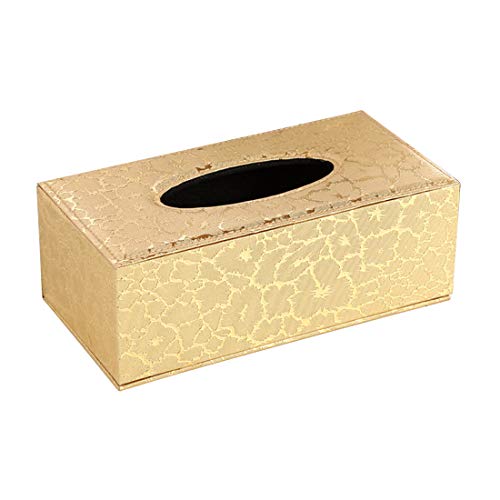 Taschentuchspender, Box Kosmetiktücher, Taschentuchbox Rechteckige Kosmetiktücher Tücherbox Kosmetikbox Kosmetiktücher Box für Zuhause Büro Auto, Gold 20x12x10cm von LIRENSHIGE