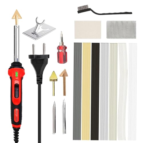 100W 2 in 1 Kunststoff Schweißen Lötkolben Reparatur Set 2 Gang Einstellung Kunststoff Schweißgerät mit 56 Schweißstäbe mit 4 Lötkolbenspitze, Kunststoff Reparaturset für Autos Stoßstange Schweißen von LIROPAU