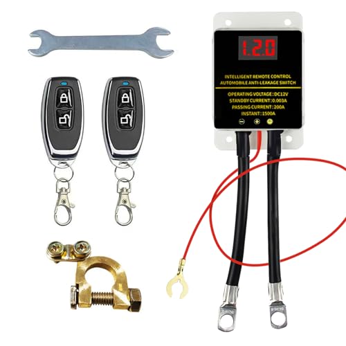 12V 200A Batterie Trennschalter, Fernbatterie Trennschalter mit LED-Spannungsanzeige, Batterietrennschalter, Autobatterieschalter Funkschalter Set mit Fernbedienung für Auto RV, ATV, Boot, LKW von LIROPAU
