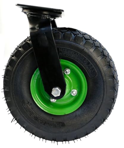 2 Stück Lenkrollen mit Bremse Set Ø 255 x 78 mm Rad, Schwerlastrollen, Ruhig Luftrad auf Stahlfelge Schwartz mit Stoßdämpfung, Drehbar Transportrollen Rollen Industrielle Lenkrolle (Lenkrollen) von LIROPAU