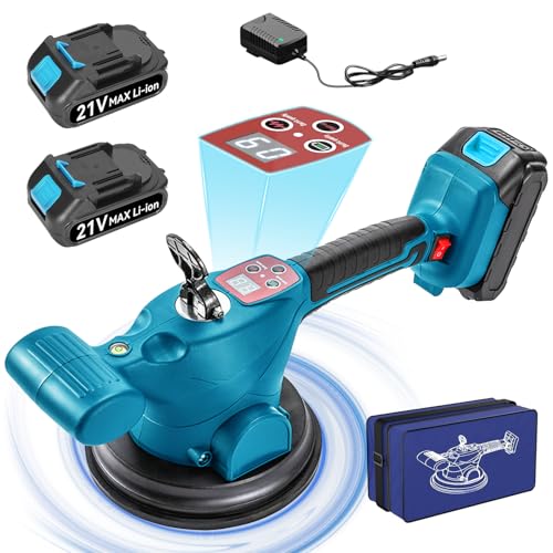 21V Akku Fliesenrüttler Kompatibel mit Makita Akku 18V, Akku Fliesen Vibrationsgerät Fliesenvibrator mit 9 Gänge, Fliesenleger Maschine 2500 kg mit Saugnapf 160mm, Fliesenlegerwerkzeuge(mit 2 Akku) von LIROPAU