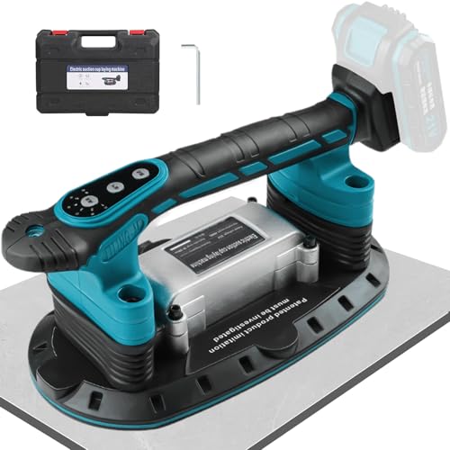 2IN1 Akku Fliesenrüttler & Saugnäpfen kompatibel mit Makita 18 V Akku, Handheld-Automatischer Kippender Vibrator mit 6 Gang Einstellbaren, Hochleistungs Fliesenleger Maschine, 30*16cm, 250kg Tragkraft von LIROPAU