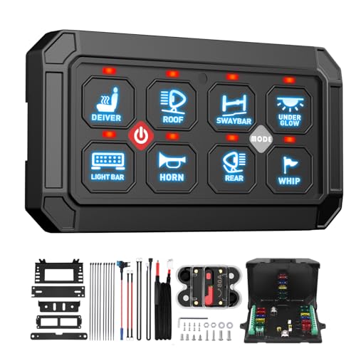 8 Gang Schalter Panel 12V / 24V, Universal Circuit Control Relais System Smart Schaltpanel Kit, Dimmbar LED Touch Schalter Panele RGB Sieben Farbe für Auto LKW Wohnmobile Boot UTV SUV 8 Gang Schalter Panel 12V / 24V, Universal Circuit Control Relais System Smart Schaltpanel Kit, Dimmbar LED Touch Schalter Panele RGB Sieben Farbe für Auto LKW Wohnmobile Boot UTV SUV von LIROPAU