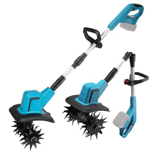 Akku-Bodenhacke und Kultivator kompatibel mit Makita 18V Batterie, elektrischer Motorhacke, 550W 360RPM Gartenfräse 20cm Arbeitsbreite,15 cm Arbeitstiefe, Frästiefe Gartenfräse(Ohne Akku) von LIROPAU