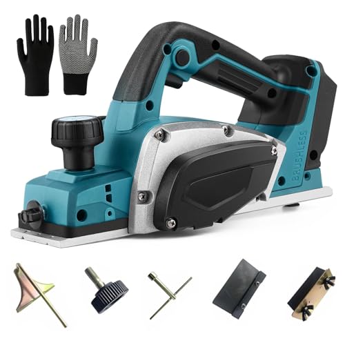 Akku-Hobel Kompatibel mit Makita 18V Akku, Professional 18V Akku Hobel Handhobel Elektrohobel Einhandhobel, Hobelbreite 82 mm, Spantiefe 2 mm, 16500RPM, Hobelmaschine Holzhobelmaschine (Ohne Akku) von LIROPAU