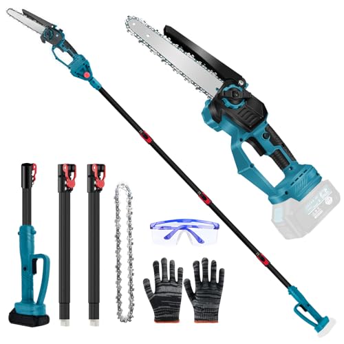 Akku Hochentaster Ast Kettensäge Profi-Astsäge kompatibel mit Makita 18V, 6 Zoll Bürstenlose 2 in 1 Astsäge mit Teleskopstiel und Teleskop Elektro Hochentaster Asts-äge Arbeitshöhe 4,5m (on Akku) von LIROPAU