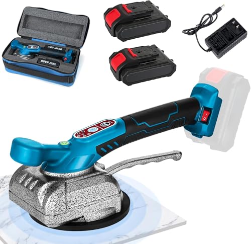 Akku Fliesenrüttler Kompatibel mit Makita Akku 18V, Akku Fliesen Vibrationsgerät Fliesenvibrator mit 5 Gänge, Fliesenleger Maschine 100 kg mit Saugnapf 130x130mm, Fliesenlegerwerkzeuge(mit 2 Akku) von LIROPAU
