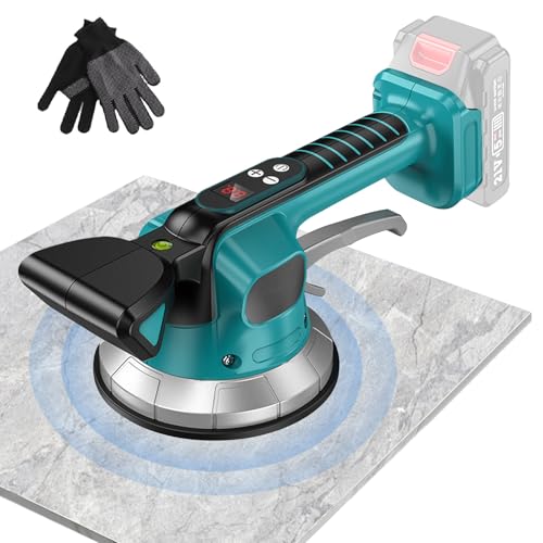 Akku Fliesenrüttler Kompatibel mit Makita Akku 18V, Akku Fliesen Vibrationsgerät Fliesenvibrator mit 10 Gänge, Fliesenleger Maschine 200 kg mit Saugnapf 145x145mm, Fliesenlegerwerkzeuge (no Akku) von LIROPAU