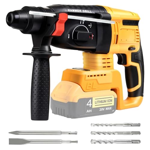 LIROPAU Akku-Bohrschrauber kompatibel mit DeWalt 20 V Max Akku, SDS Plus bürstenloser Bohrhammer mit 5 Bohrern für Beton, Mauerwerk, Holz (kompatibel mit DeWalt 20 V Max Akku) von LIROPAU
