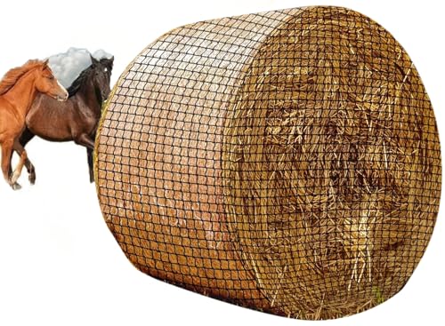 LIROPAU Heunetz Rundballen, ø 180 cm, Höhe 180 cm, engmaschiges Futternetz, Verschleißfestes Heunetz für Pferde Rundballen Durchmesser, Maschenweite 4,5 x 4,5 cm für Heuraufe geeignet von LIROPAU