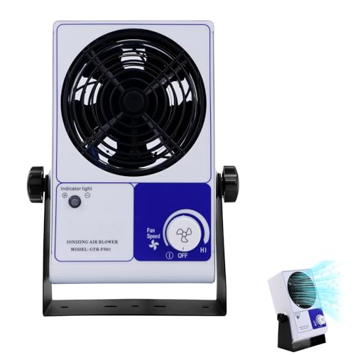 LIROPAU Ionisierendes Luftgebläse, Verstellbarer ESD Antistatisches Luftgebläse mit Statischer Elektrostatischer, 45-110CFM Luftvolumen Einstellbar, ±10V Lonengleichgewicht, Eingebaute Ionennadel von LIROPAU