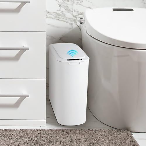 LIROPAU Sensor Mülleimer 25L, Automatischer Mülleimer mit Sensor, Elektrischer Mülleimer mit Soft-Close Deckel, Berührungsloser Abfalleimer Intelligenter Kunststoff-Mülleimer für Küche Büro (Weiß) von LIROPAU