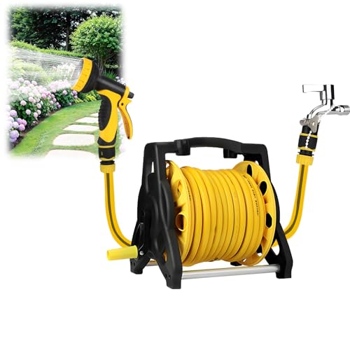 Schlauchtrommel mit 35 m Wasserschlauch, Mobiler Gartenschlauch-Aufroller mit 10 Musterdüsen 360° Schwenkbar für Autowäsche, Gartenbewässerung, Hofreinigen Schlauchtrommel mit 35 m Wasserschlauch, Mobiler Gartenschlauch-Aufroller mit 10 Musterdüsen 360° Schwenkbar für Autowäsche, Gartenbewässerung, Hofreinigen von LIROPAU