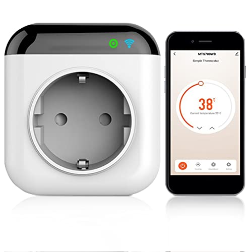 WLAN Smart Steckdose, Programmierbarer WiFi Smart Thermostat Steckdose mit Fühler, WLAN Temperaturregler Steckdose 230V mit App, Mini Temperaturregler 15A APP Control, Alexa und Google Assistent von LIROPAU