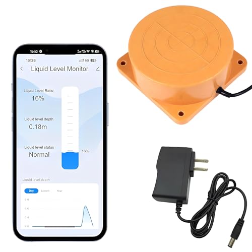 WLAN Wassermelder Ultraschall Wasserstand-Sensor Flüssigkeitsstandsmonitor Smart Wassersensor, WiFi Wasser Öl Tank Füllstandssensor für Tuya Smart Life ,IP65 Wasserdicht, Echtzeit-Alarm von LIROPAU