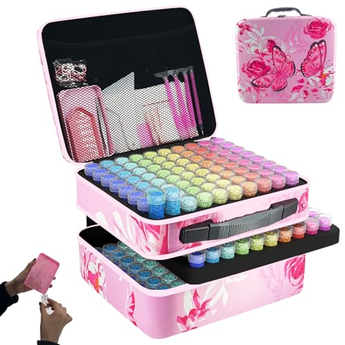 LIRUNQIU Diamond Painting Zubehör Boxen, 240 Stück Diamant Painting Aufbewahrungsbox Kits Werkzeug Set mit Stickers Tablett Stift von LIRUNQIU