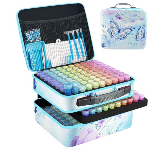 LIRUNQIU Diamond Painting Zubehör Boxen, 240 Stück Diamant Painting Aufbewahrungsbox Kits Werkzeug Set mit Stickers Tablett Stift von LIRUNQIU