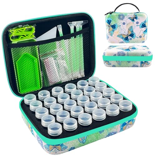 LIRUNQIU Diamond Painting Zubehör Boxen, 30 Stück Diamant Painting Aufbewahrungsbox Kits Werkzeug Set mit Stickers Tablett Stift von LIRUNQIU