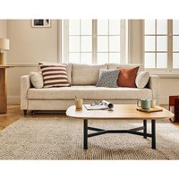 Lisa Design - Anna - 3-sitzer einzelsofa schlaffunktion mit tasche aus strukturiertem samt - beige von LISA DESIGN