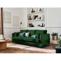 Anna – 3-sitzer sofa – mit schlaffunktion und tasche – aus samt - grün von LISA DESIGN