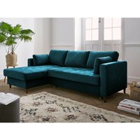 Anna – ecksofa mit schlaffunktion– mit bettkasten – 4-sitzer – zeitgenössischer stil – links - entenblau - Entenblau von LISA DESIGN