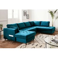 Anna – wohnlandschaft ecksofa – mit schlaffunktion und bettkasten – 7-sitzer – zeitgenössischer stil– rechts - entenblau Anna – wohnlandschaft ecksofa – mit schlaffunktion und bettkasten – 7-sitzer – zeitgenössischer stil– rechts - entenblau von LISA DESIGN